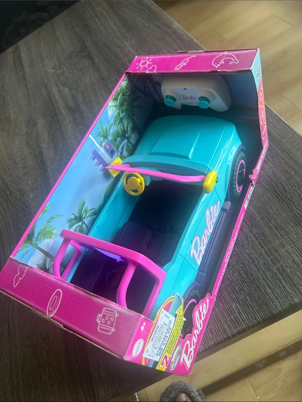 Barbie Teal Convertible Toy Car with Pink and Purple Accents